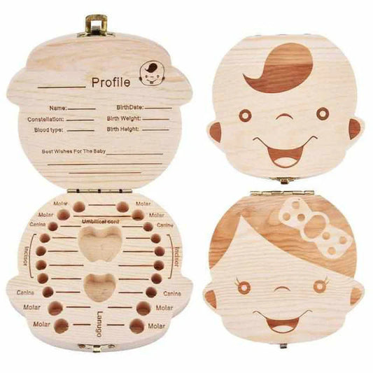 Wooden Tooth Box for Baby Teeth – Keepsake Box with Space for Teeth and Personal Information