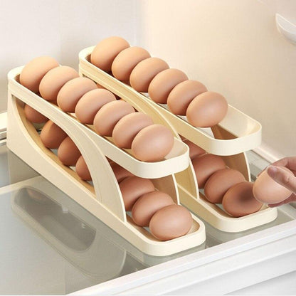 Space-Saving Egg Rack with Automatic Refill System