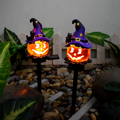 Halloween Solar Lights with Pumpkin and Witch Motifs – Decorative LED Outdoor Lighting for Garden and Patio