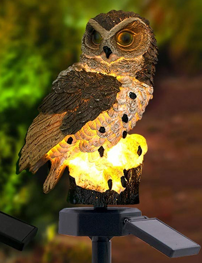 LED solar owl lamp for outdoor use – decorative garden light, weatherproof with solar power for balcony, terrace, and lawn