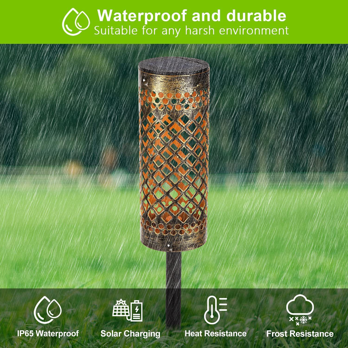 Waterproof Solar LED Garden Light with Projection Pattern – Durable Outdoor Metal Lighting