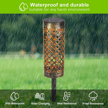 Waterproof Solar LED Garden Light with Projection Pattern – Durable Outdoor Metal Lighting