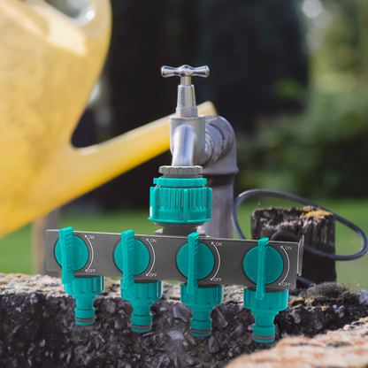 Universal 4-Way Garden Hose Splitter – Adjustable Faucet Distributor for Efficient Irrigation