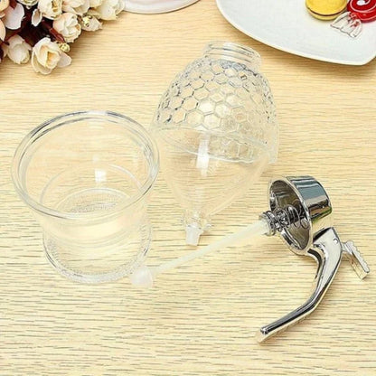 Drip-Free Glass Honey Dispenser – Stylish Dispenser for Honey, Syrup & Liquids