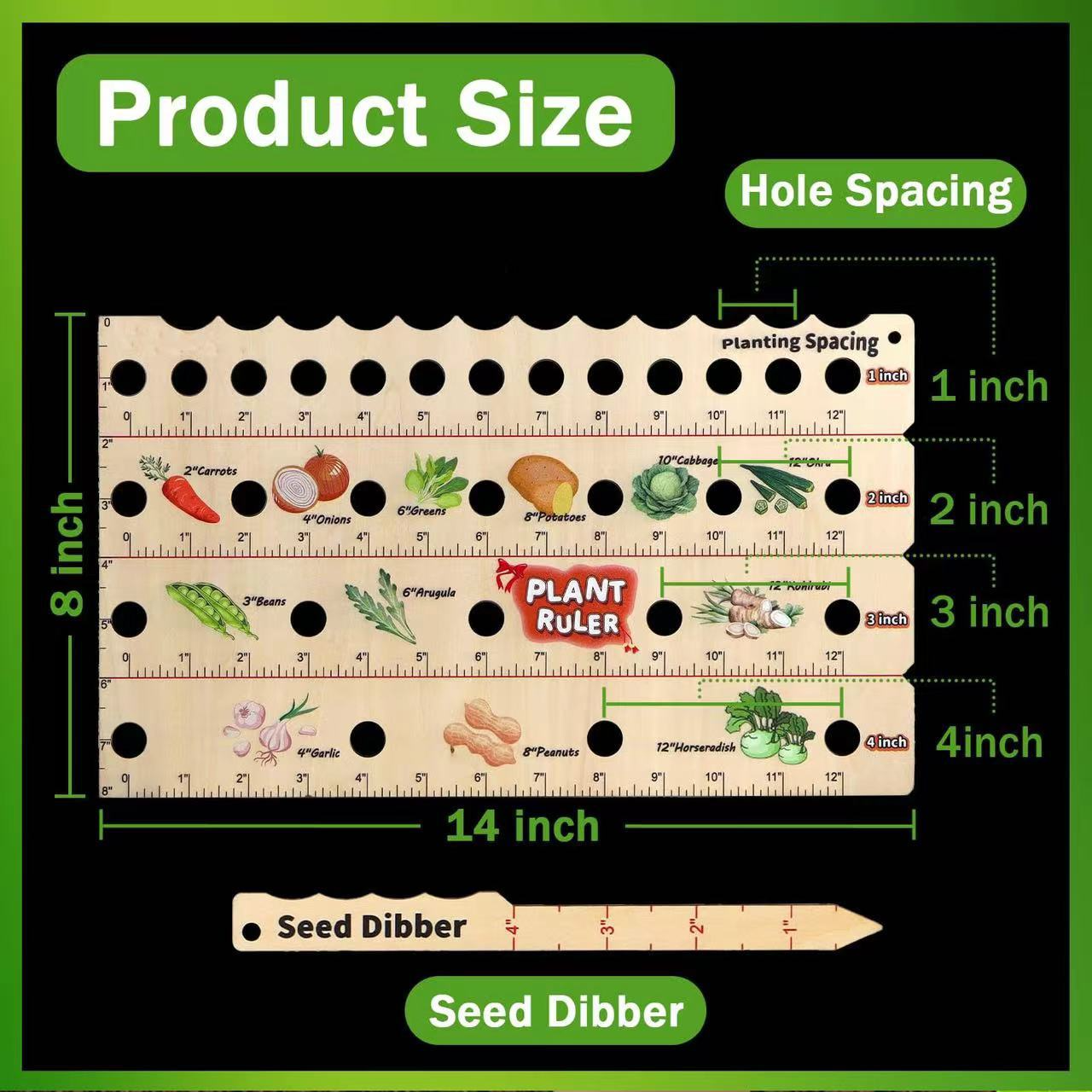 Wooden Planting Ruler – Multifunctional Seed Measuring Tool for Precise Planting in the Garden