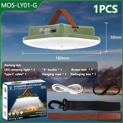 80W LED Solar Camping Lamp with Magnet and Zoom Function – Rechargeable and Practical
