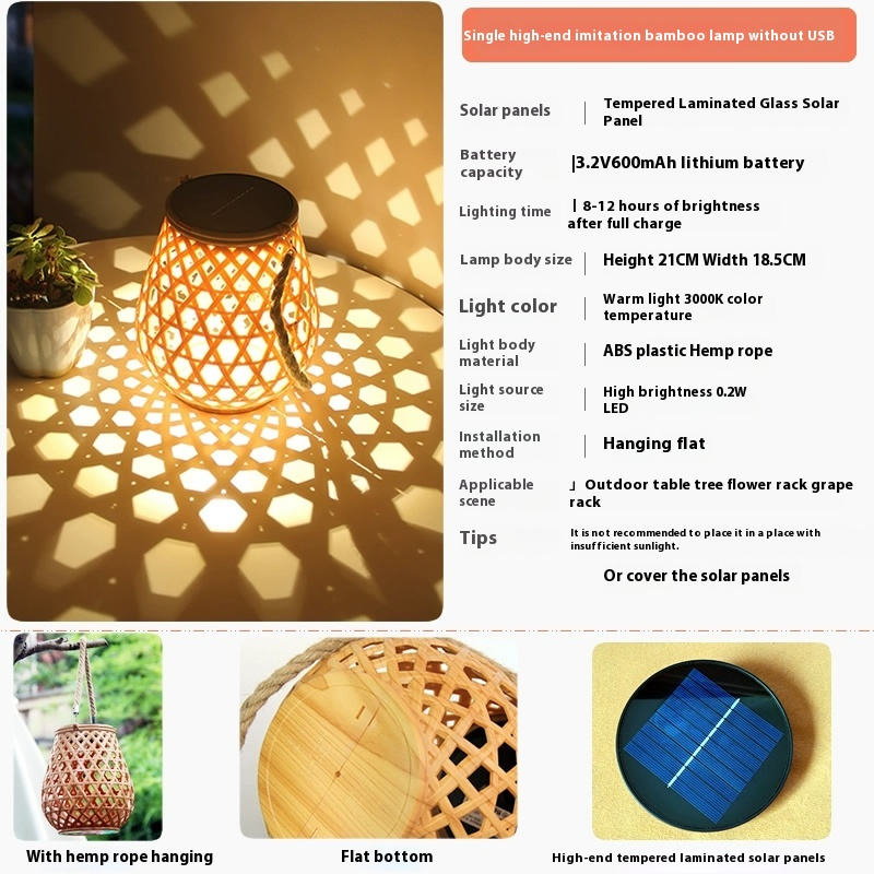 Solar LED Rattan Lamp – Stylish Outdoor Lighting in Oval Design for Garden and Terrace