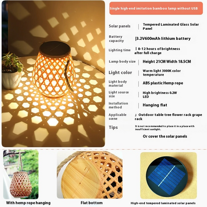 Solar LED Rattan Lamp – Stylish Outdoor Lighting in Oval Design for Garden and Terrace