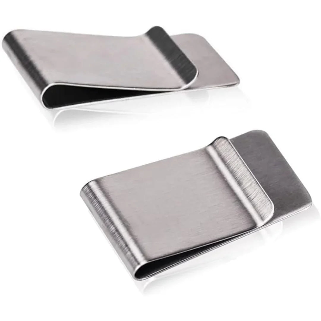 Premium Stainless Steel Money Clip & Card Holder – Elegant Set of 2 for Stylish Storage
