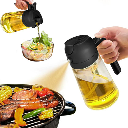 Premium 2-in-1 Oil Dispenser & Sprayer with Pressure Mechanism – Perfect for Cooking, Grilling & Salads