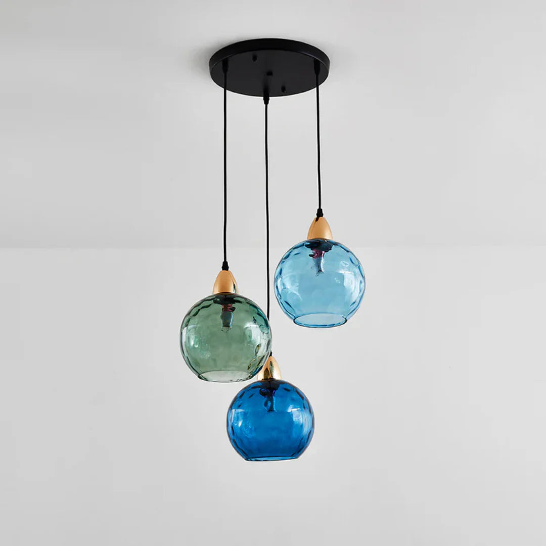 Elegant Triple Glass Pendant Light with Color-Changing Design