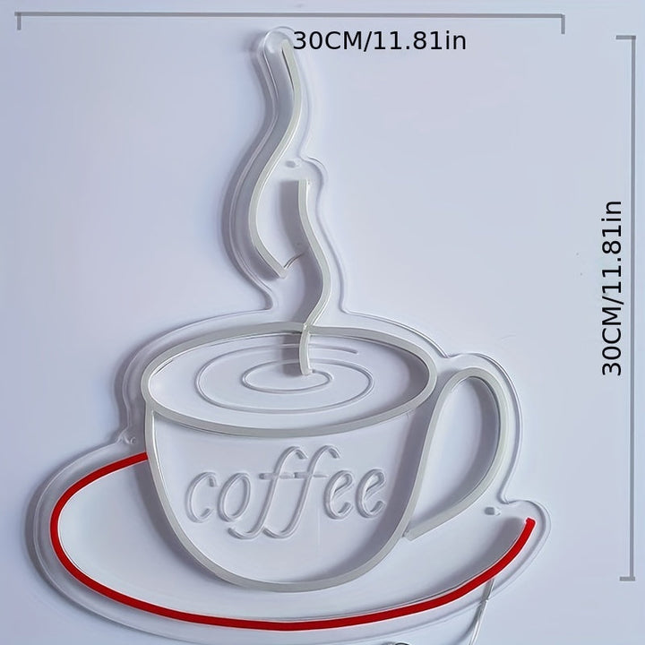 Trendy LED Coffee Cup Wall Lamp in Retro Neon Style