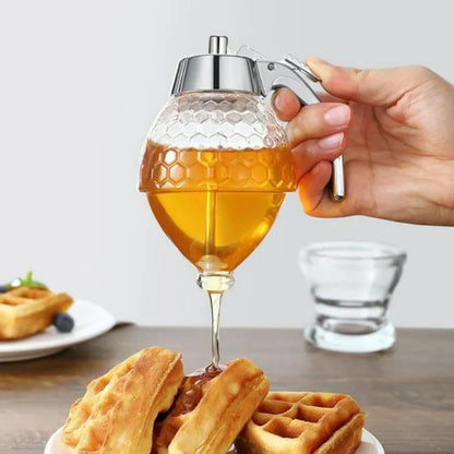 Drip-Free Glass Honey Dispenser – Stylish Dispenser for Honey, Syrup & Liquids