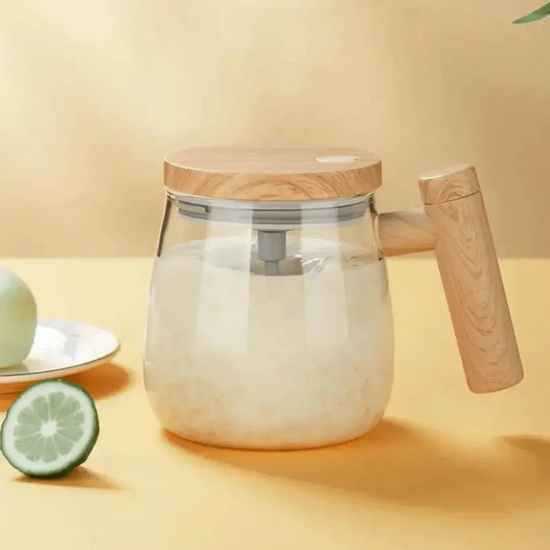 “Self-Stirring Mug in Wood Design – Intelligent Cup”