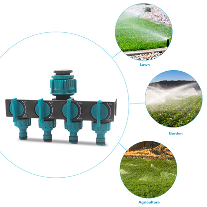 Universal 4-Way Garden Hose Splitter – Adjustable Faucet Distributor for Efficient Irrigation