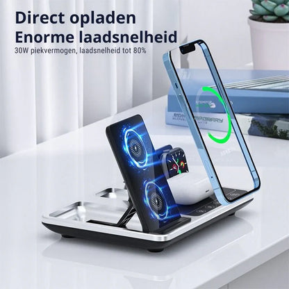 Versatile Wireless Charging Station for Smartphone, Watch, and Earbuds
