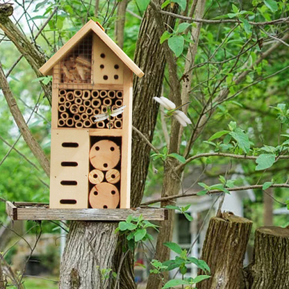 Bee and Insect-Friendly Wooden Insect House – Natural Habitat for Gardens and Patios