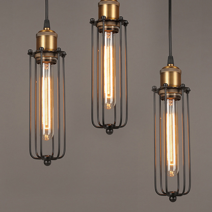 Retro Industrial Hanging Lamp – Vintage Pendant Light with Metal Grid Edison Design