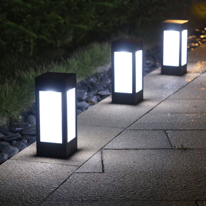 Solar-powered LED garden lamp in square design – modern outdoor lighting for paths and terrace