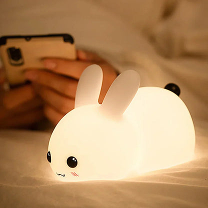 Charming Bunny Night Light with Remote Control and Color-Changing Features