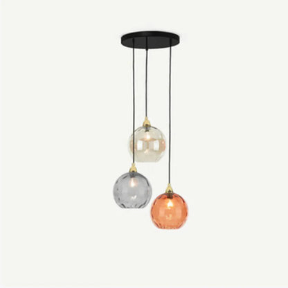 Elegant Triple Glass Pendant Light with Color-Changing Design