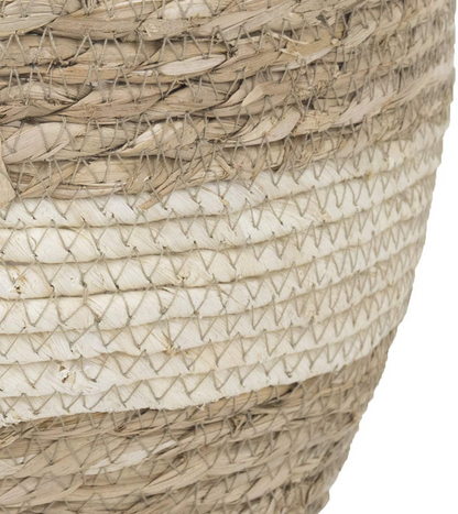 Decorative Seagrass Plant Baskets – 3-Piece Set of Handwoven Planters with Plastic Liner for Home and Garden