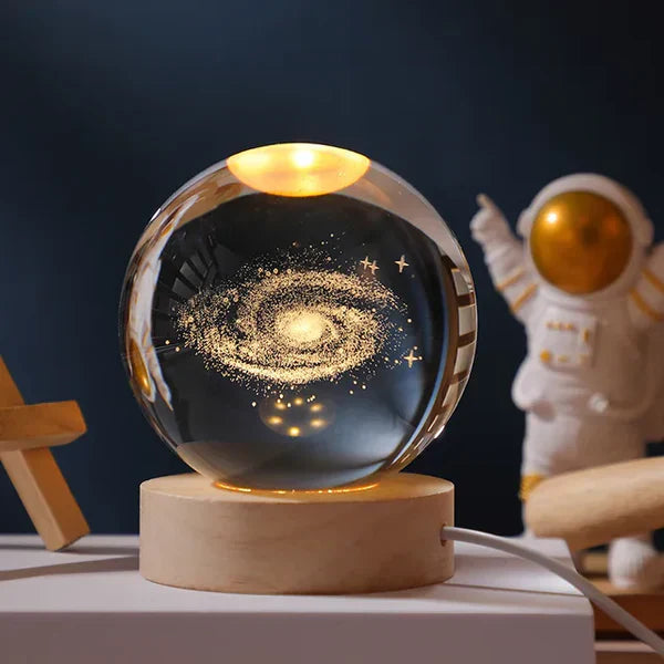 Glowing moon crystal ball with galaxy effect
