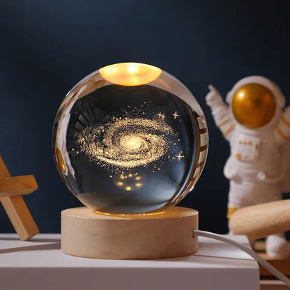 Glowing moon crystal ball with galaxy effect