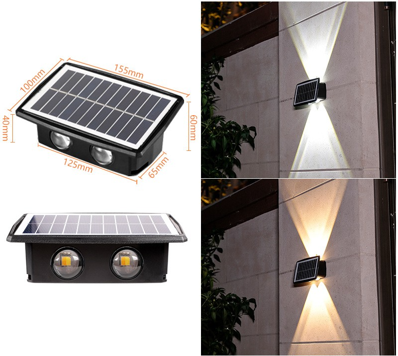 Solar LED Wall Lamp with Up & Down Effect – Modern Outdoor Lighting for Garden and Patio