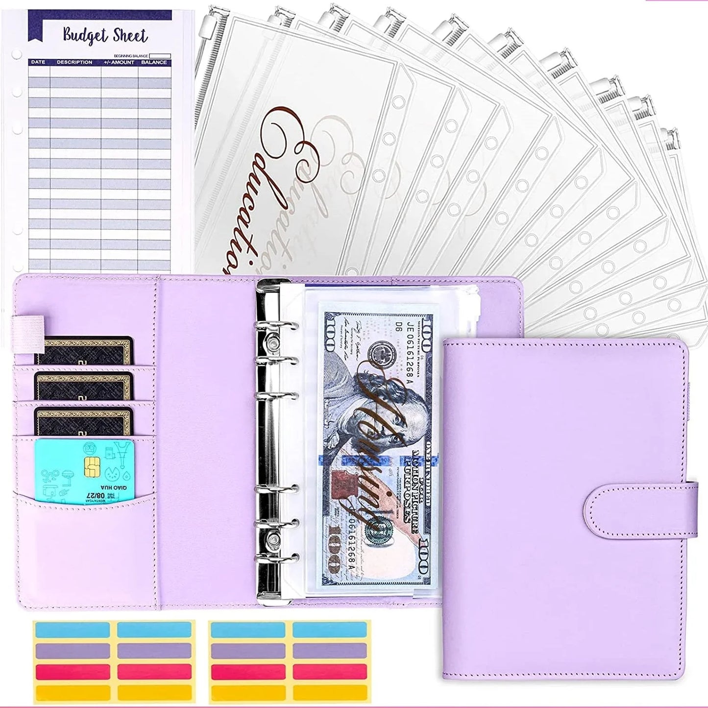 Budget Planner with Envelopes and Card Slots