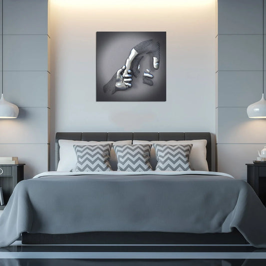 Wall Art with Love Metal Figure – Modern Love Canvas for Living Room & Bedroom