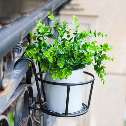 Metal Hanging Plant Basket – Balcony Planter Pot with Hook for Garden and Patio