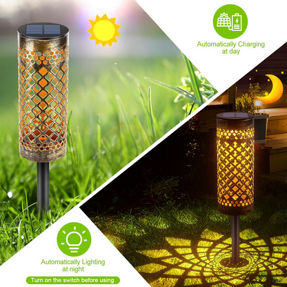 Waterproof Solar LED Garden Light with Projection Pattern – Durable Outdoor Metal Lighting