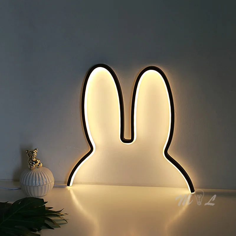 LED Bunny Lamp – Dimmable Wall Light with USB Charging