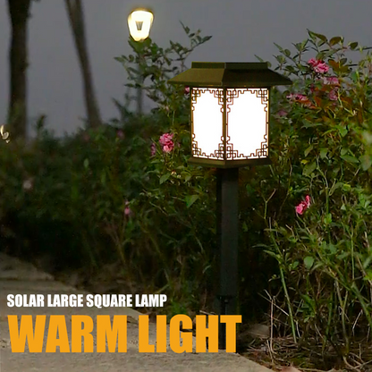 Solar LED Garden Lighting – Square Lamp With Warm White Light For Garden, Patio And Pathway Lighting