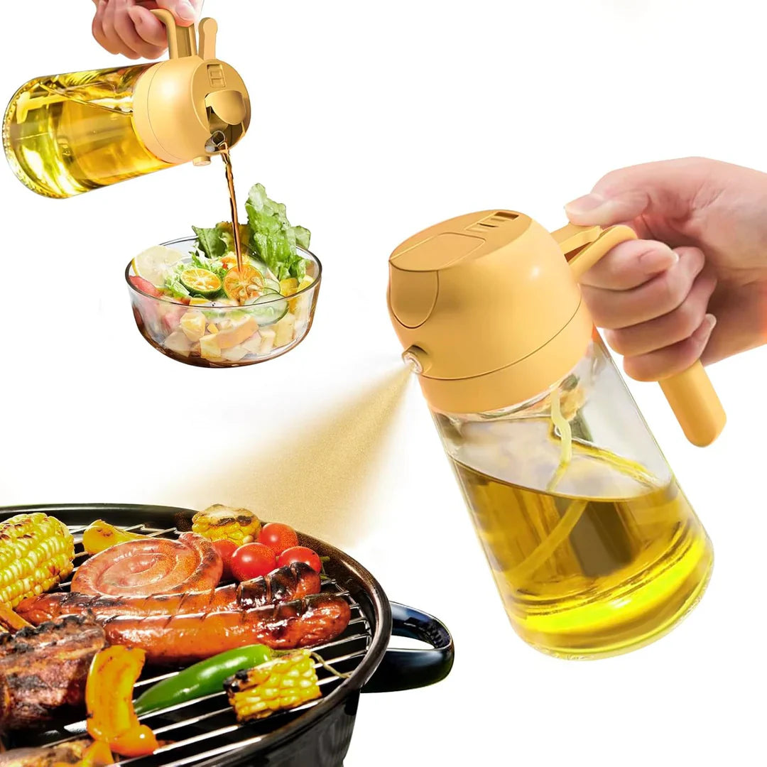 Premium 2-in-1 Oil Dispenser & Sprayer with Pressure Mechanism – Perfect for Cooking, Grilling & Salads