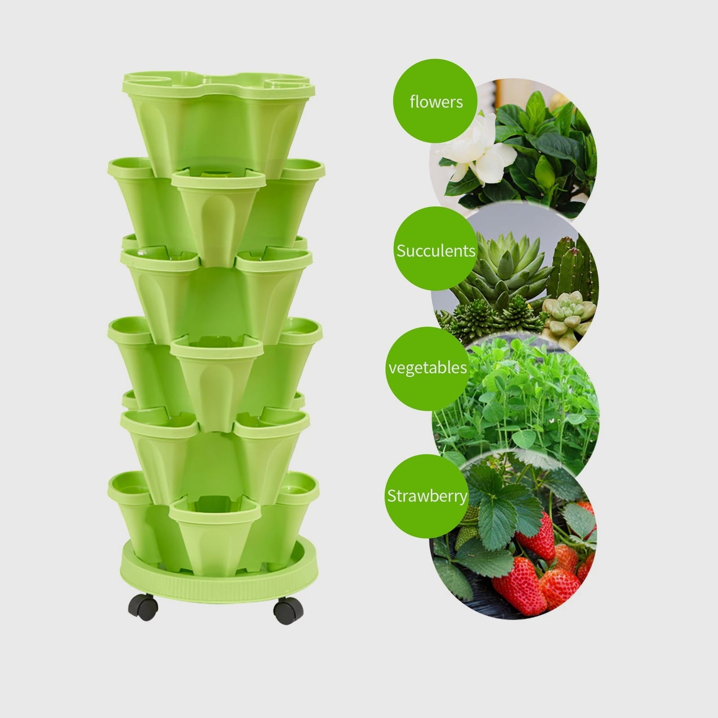 6-Layer Vertical Plant Tower – Efficient 3D Flower Growing System for Garden and Patio