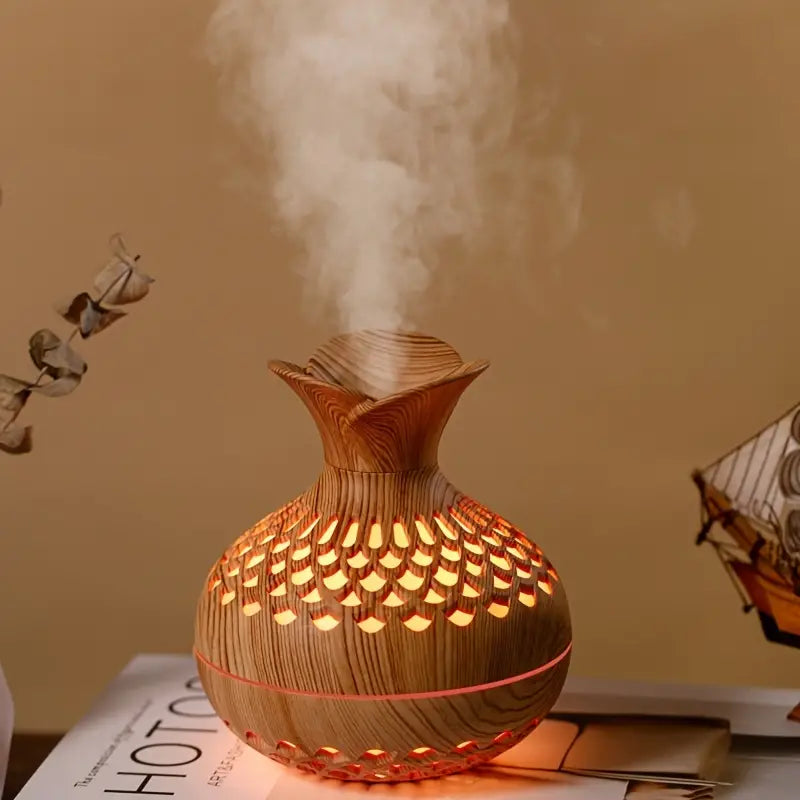 LED Aromatherapy Humidifier – Wood-Style Diffuser for a Relaxing Atmosphere