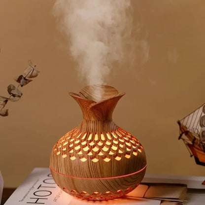 LED Aromatherapy Humidifier – Wood-Style Diffuser for a Relaxing Atmosphere
