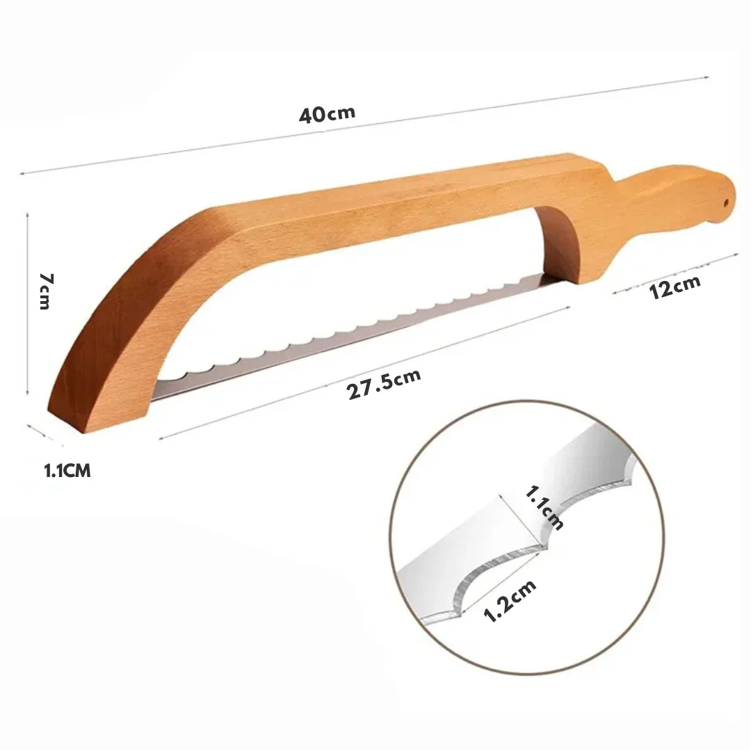Wooden Bread Knife with Non-Slip Cutting Guide for Safe Slicing