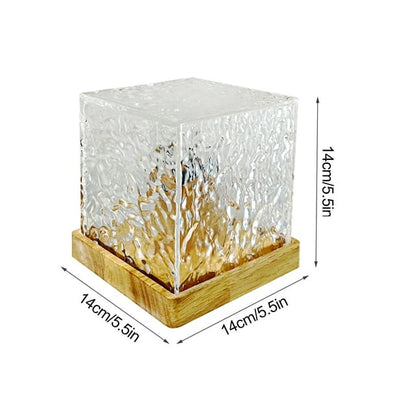 Cube-Shaped LED Table Lamp with Glass Design