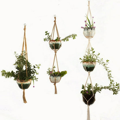 Macramé Plant Hanger Made of Cotton Rope – Stylish Hanging for Flower Pots in Boho Design