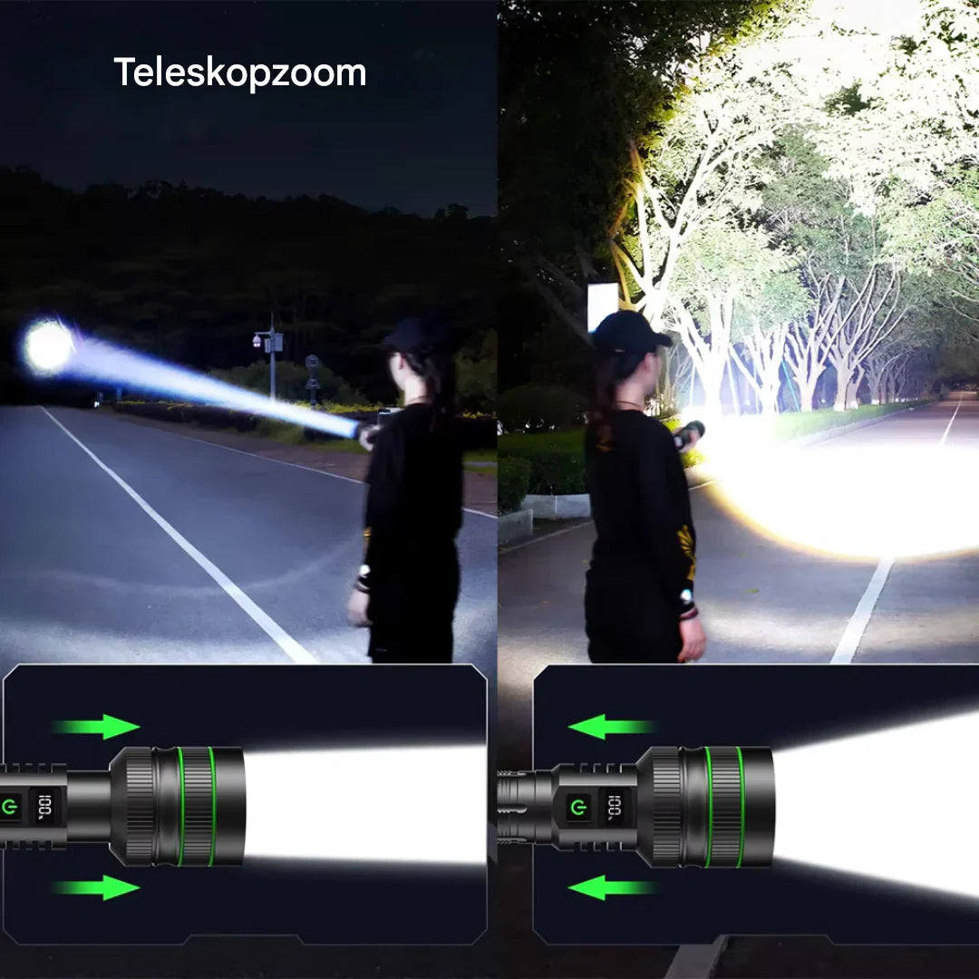 Ultra-Bright LED Flashlight with Zoom and Power Bank Function for Outdoor Adventures and Emergencies