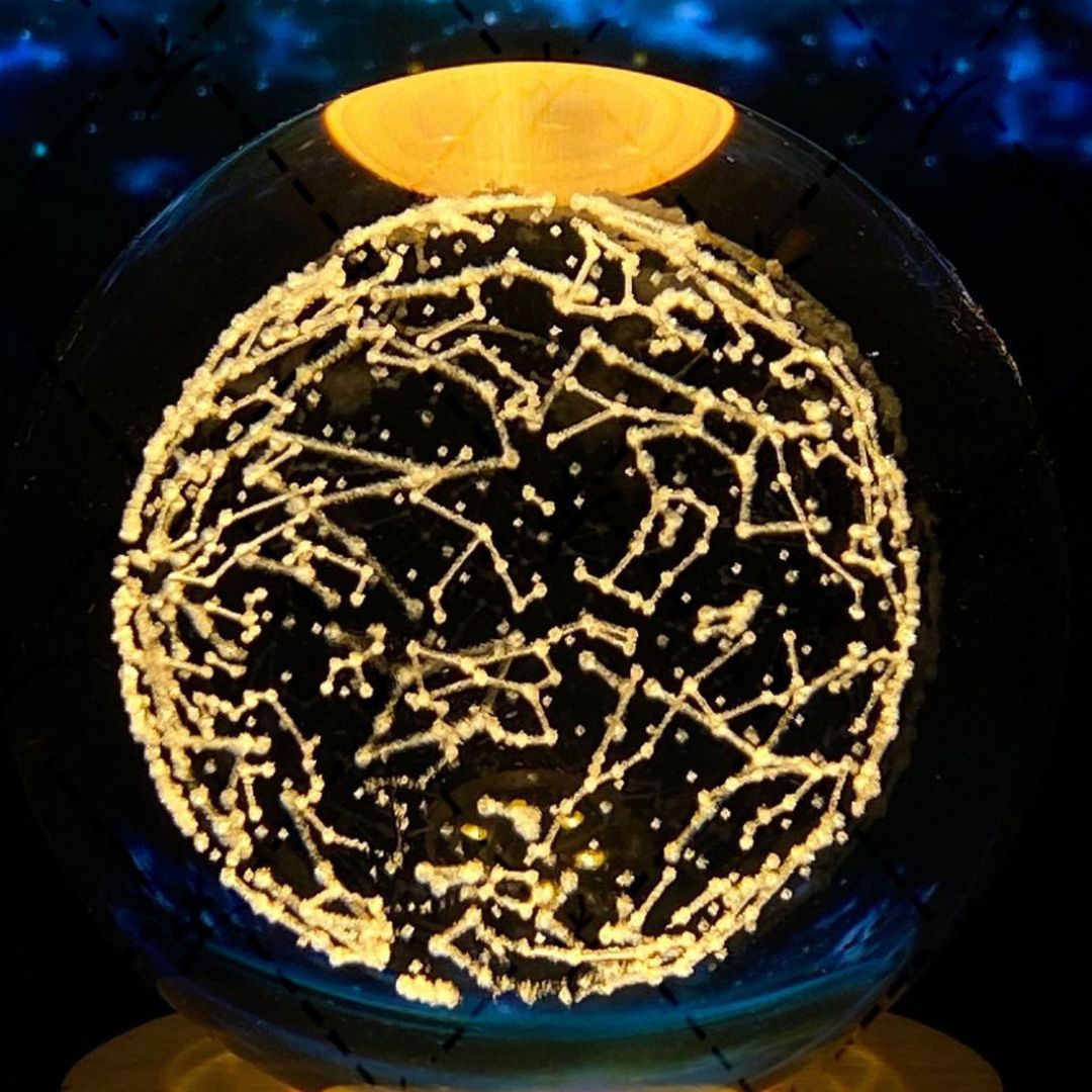 Glowing moon crystal ball with galaxy effect