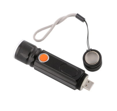 Magnetic LED Flashlight – USB Rechargeable Emergency Lamp with Carrying Strap for Outdoor Use and Workshop