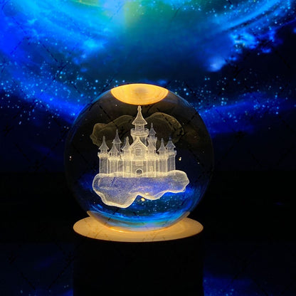 Glowing moon crystal ball with galaxy effect