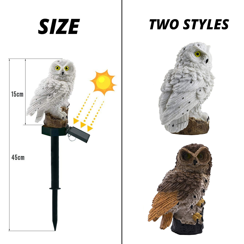 LED solar owl lamp for outdoor use – decorative garden light, weatherproof with solar power for balcony, terrace, and lawn