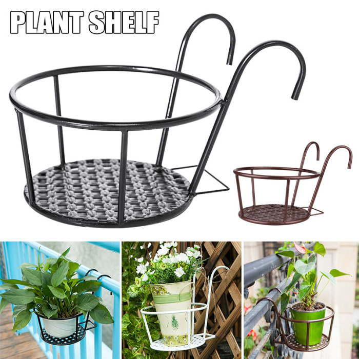 Metal Hanging Plant Basket – Balcony Planter Pot with Hook for Garden and Patio