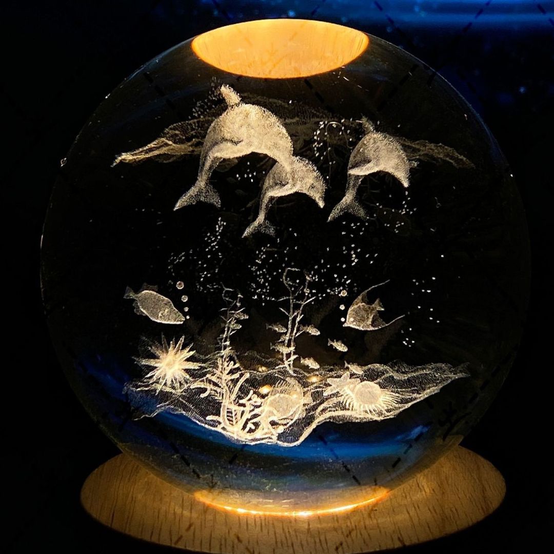 Glowing moon crystal ball with galaxy effect
