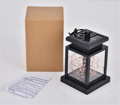 Solar-Powered LED Lantern with String Lights – Decorative Outdoor Lighting for Garden, Patio, Balcony & Outdoor Area, Warm White